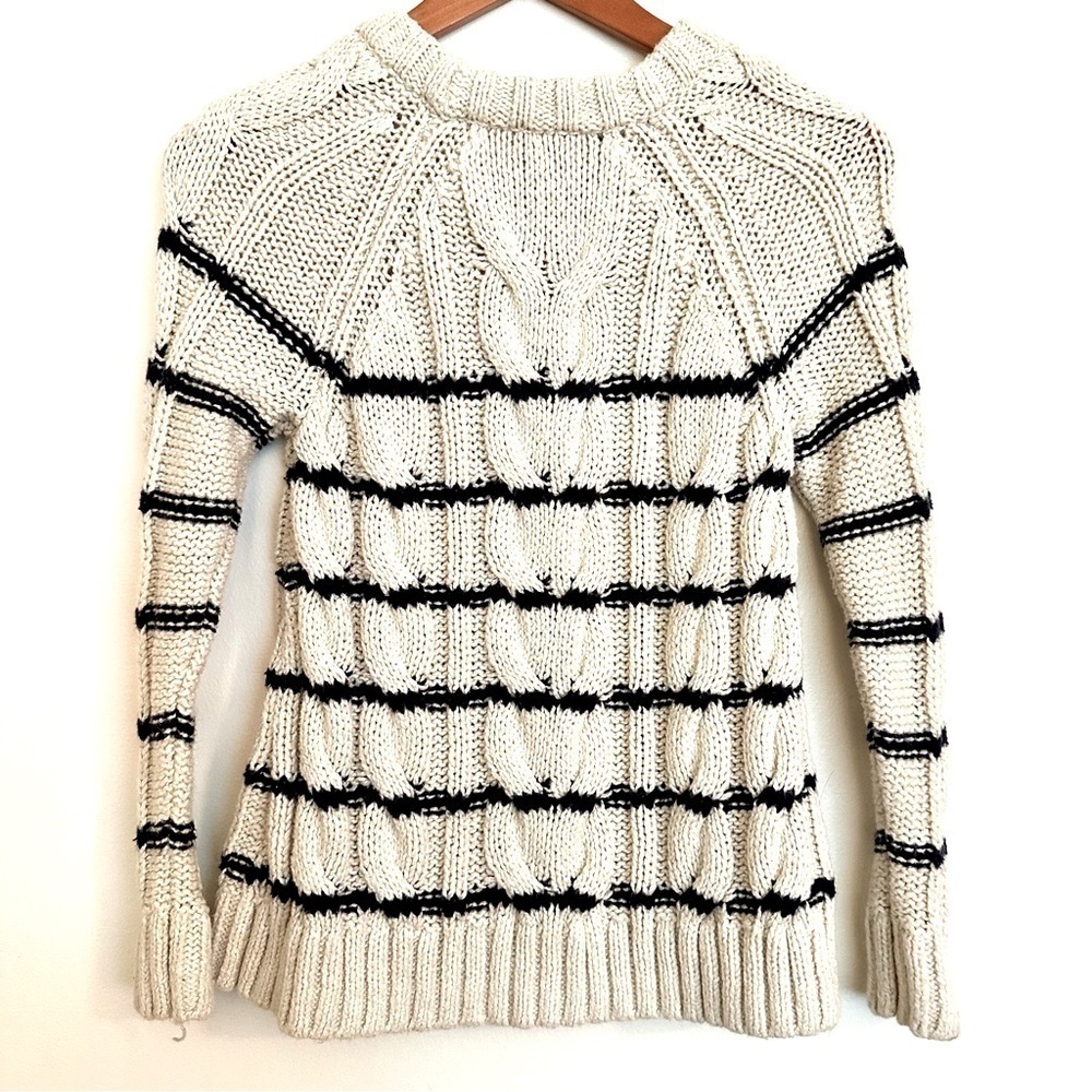 J. Jill Canle Knit Long Sleeve Striped Sweater Navy Cream Size XS - Picture 7 of 7